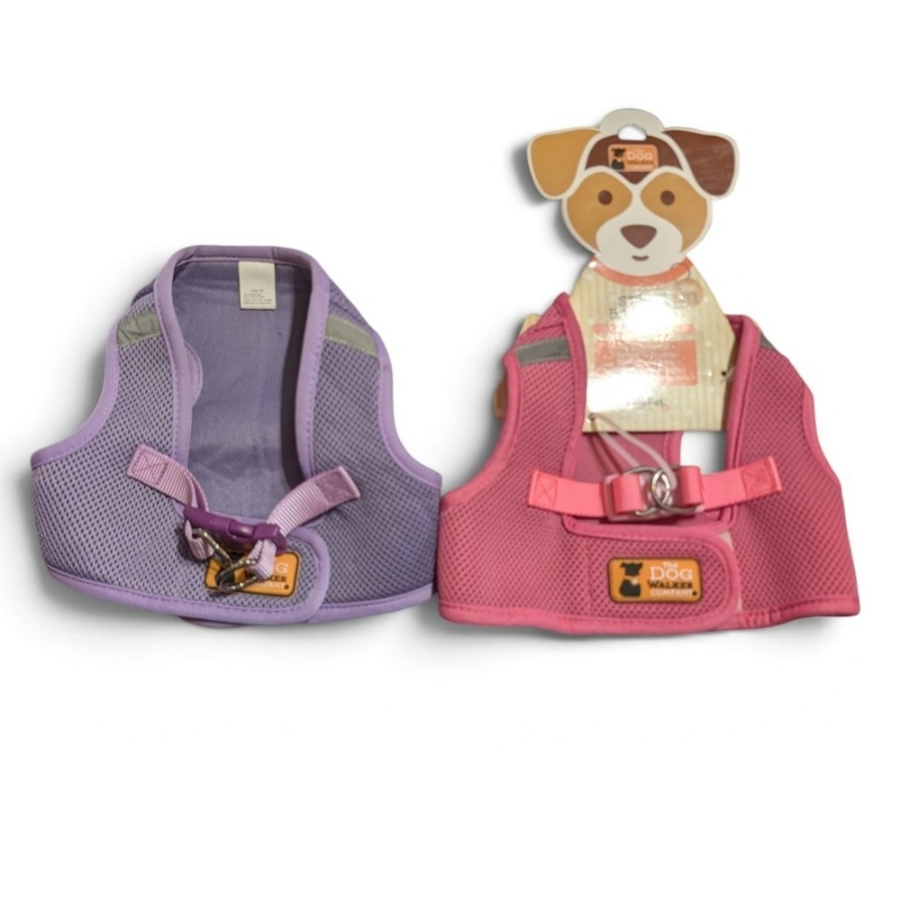 The Dog Walker Company Dog Harnesses Medium Pink Purple Reflective Mesh Set